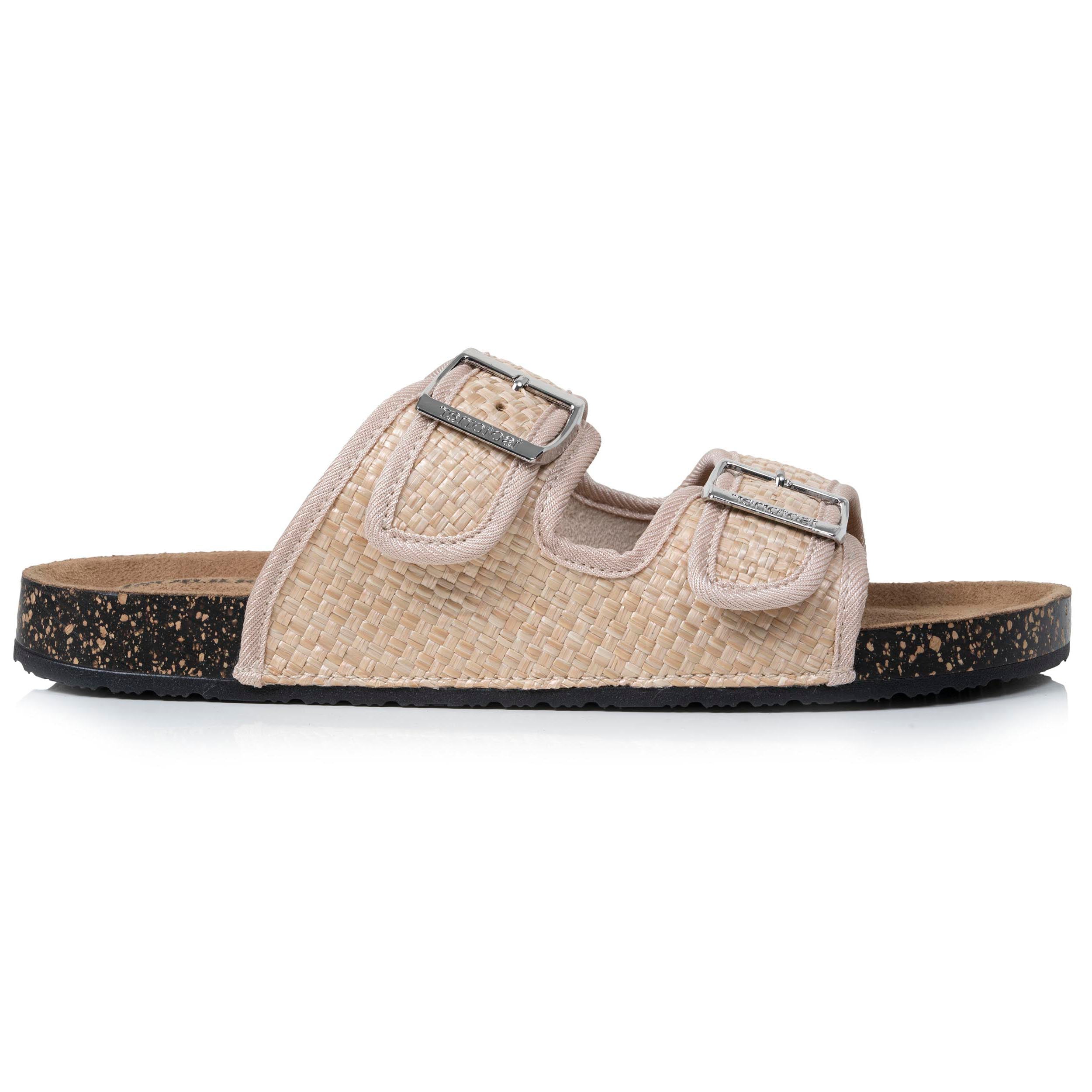 Sandales à doubles bride, semelle intérieur patch talon ultra confortables, ISOTONER