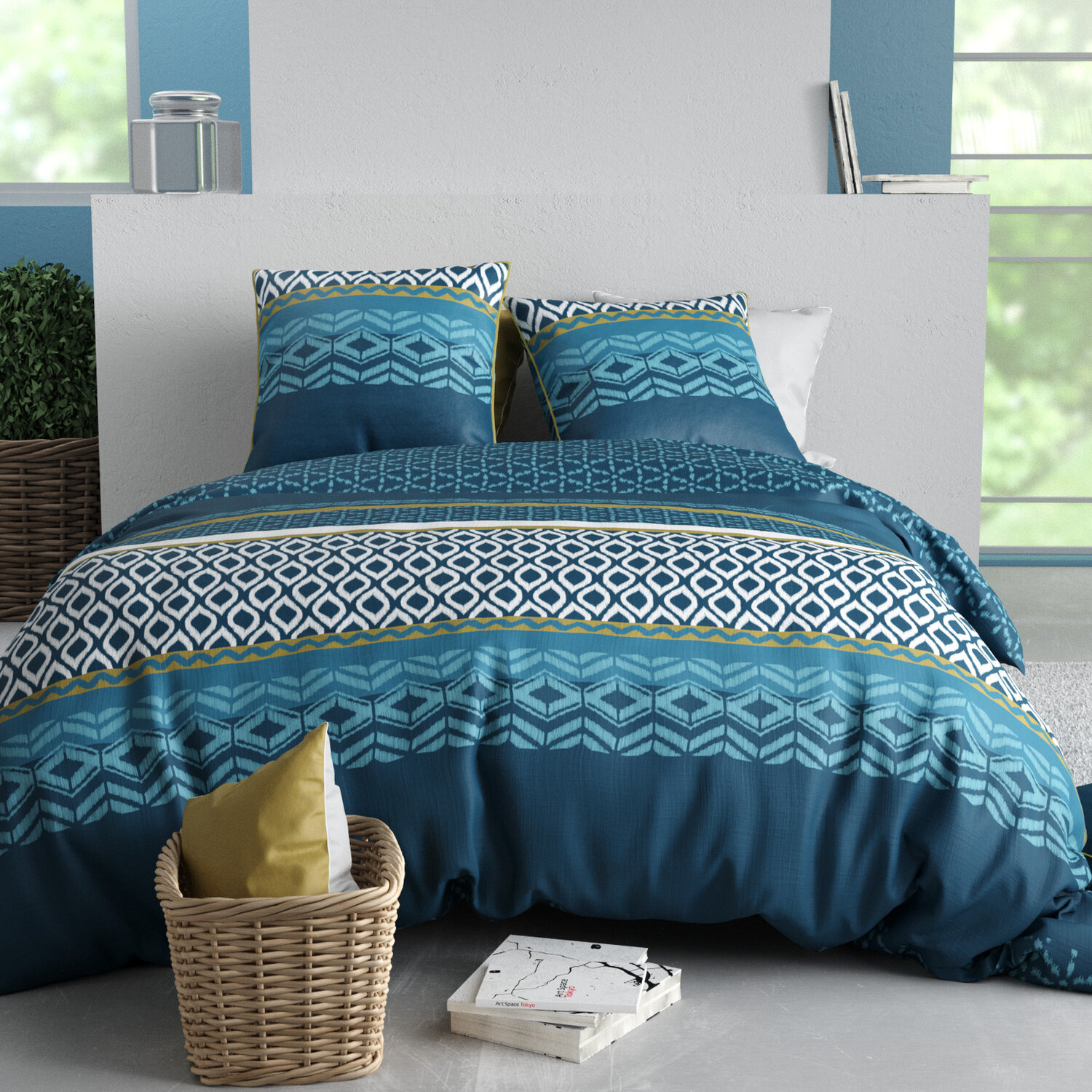 Parure housse de couette microfibre Effet Pêche, TRIBAL, C DESIGN HOME TEXTILE