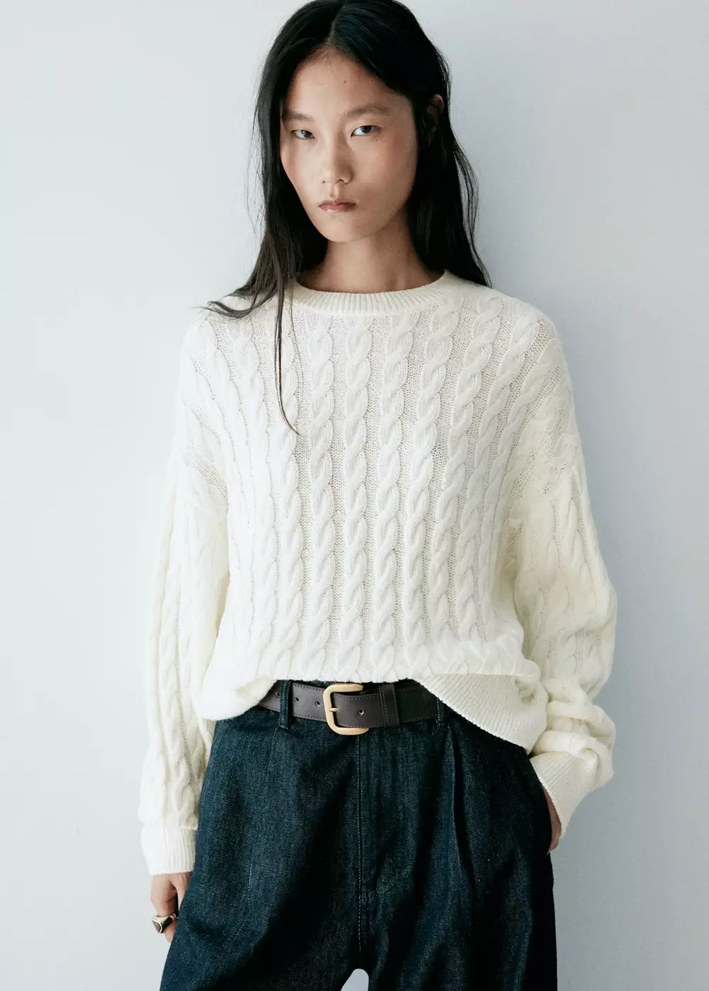 Pull-over maille tressée, MANGO
