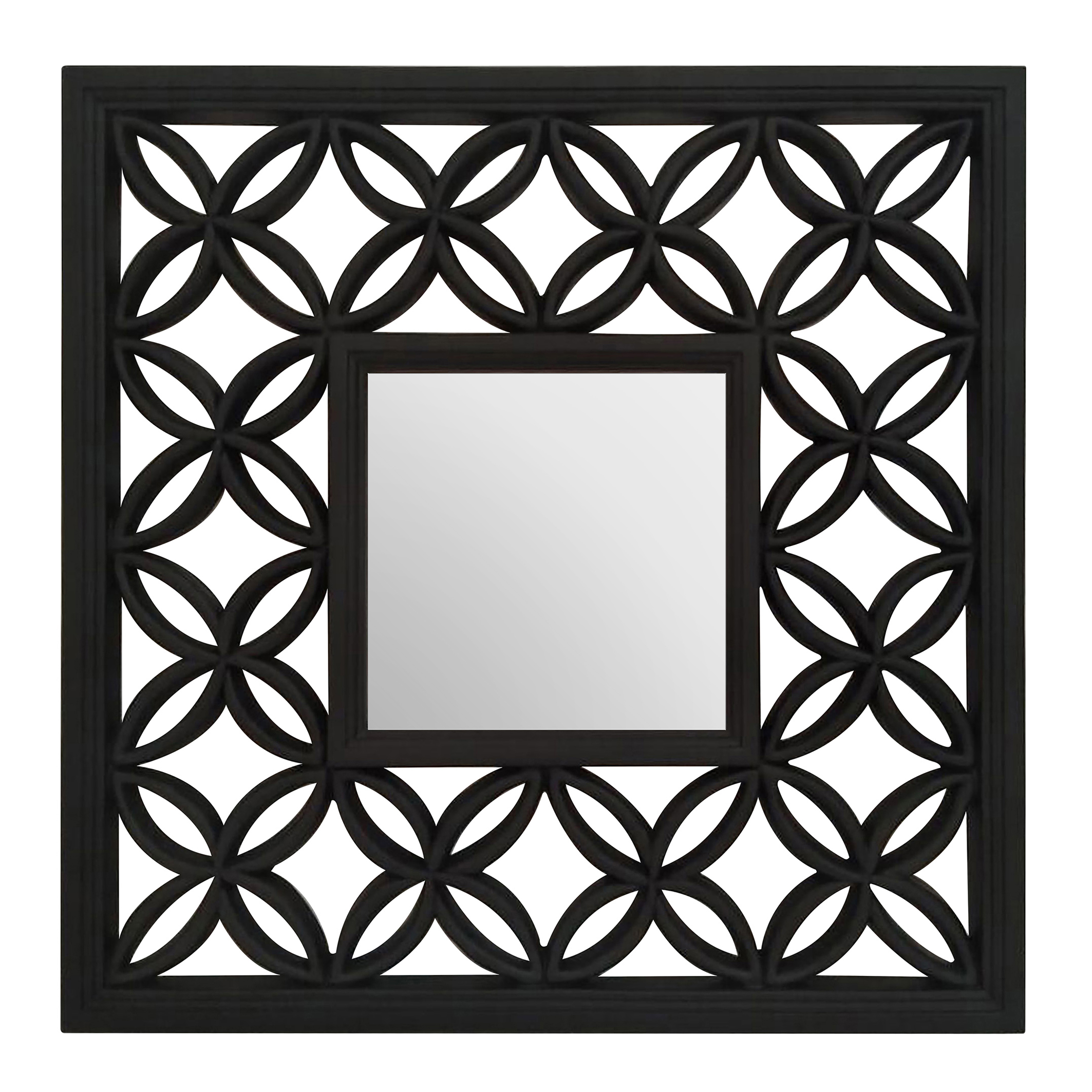 88cm Square Wall Mirror In Black, Wall Mirror Black Frame Square