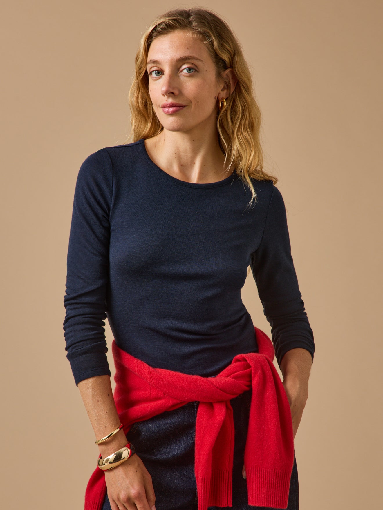 T-shirt col rond  jersey de laine, CYRILLUS