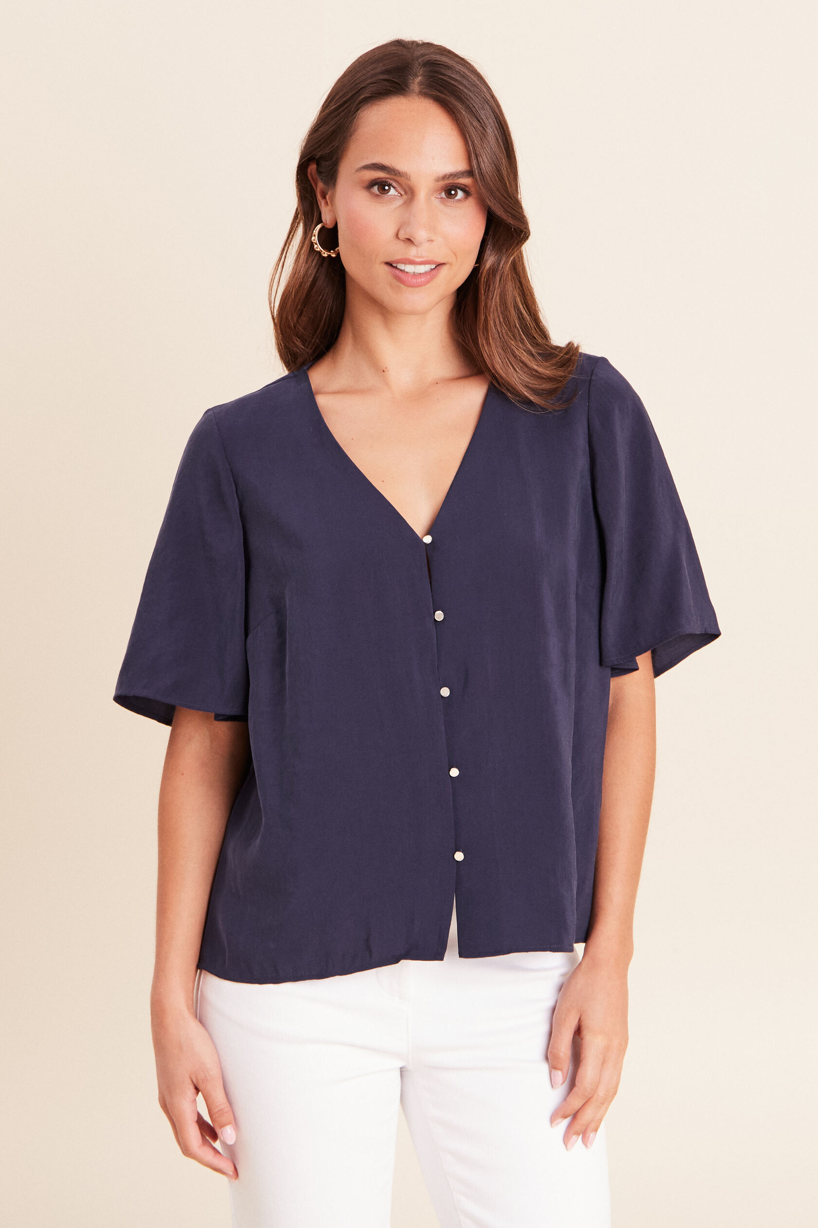 Blouse ample col v manches courtes, BREAL