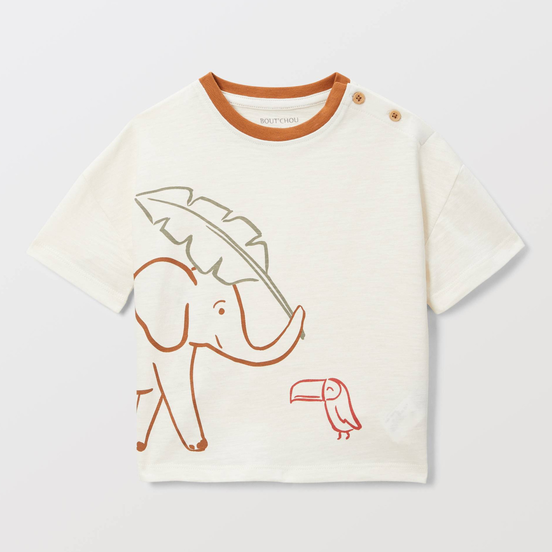 T-shirt manches courtes imprimé en coton BIO GOTS, BOUT'CHOU