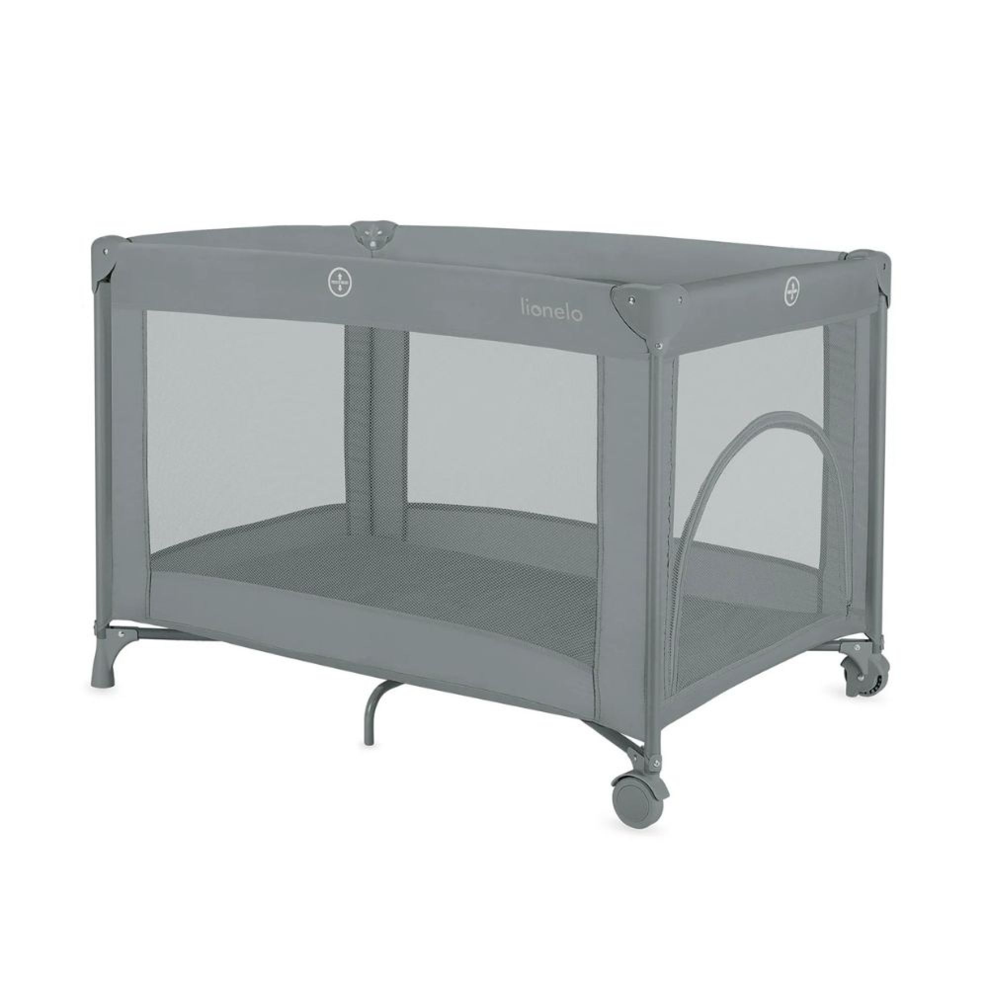 Lit parapluie bébé Amelie compact avec matelas Grey Concrete, LIONELO