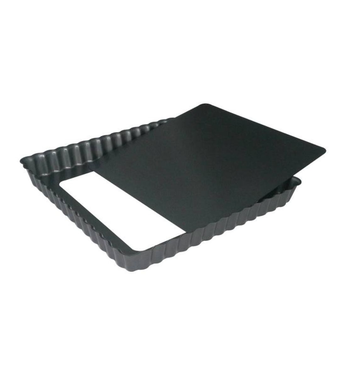 Moule à tarte carrée cannelé acier revêtu d23 x h2.7 cm, DE BUYER