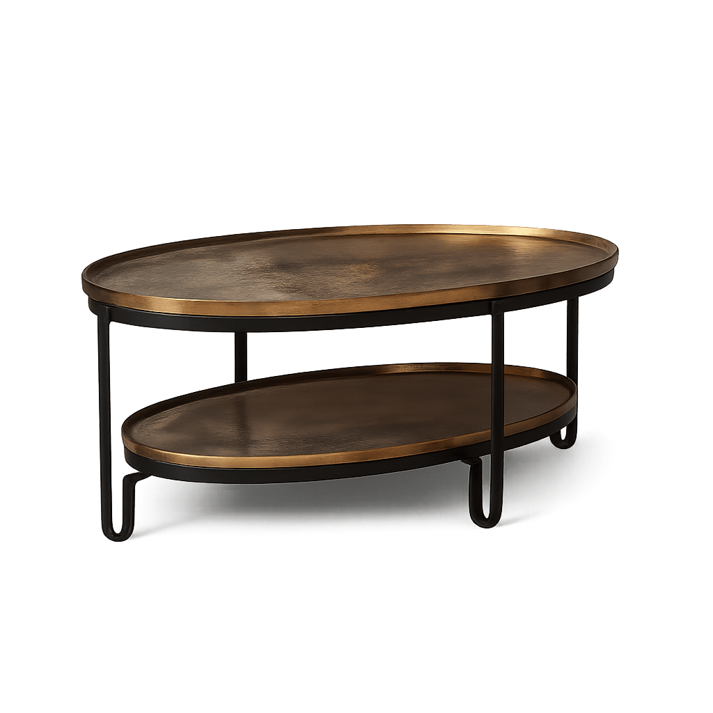 Table basse double plateau fini doré antique KANO, PIER IMPORT