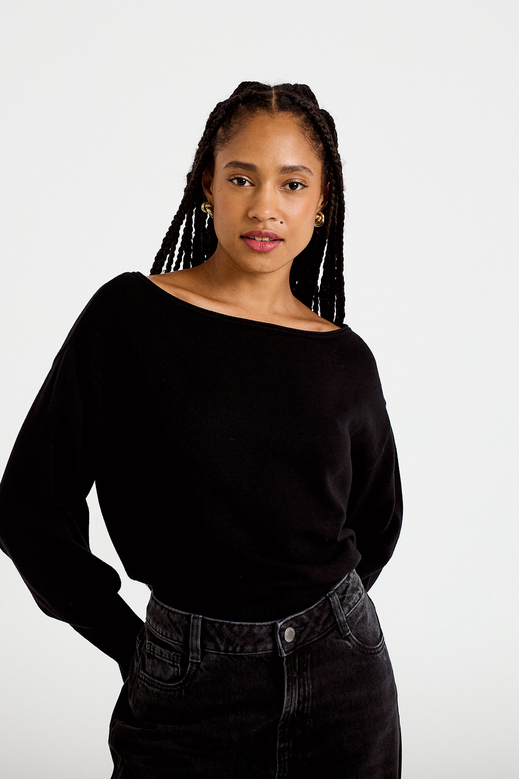 Pull oversize col bateau manches longues, CACHE CACHE