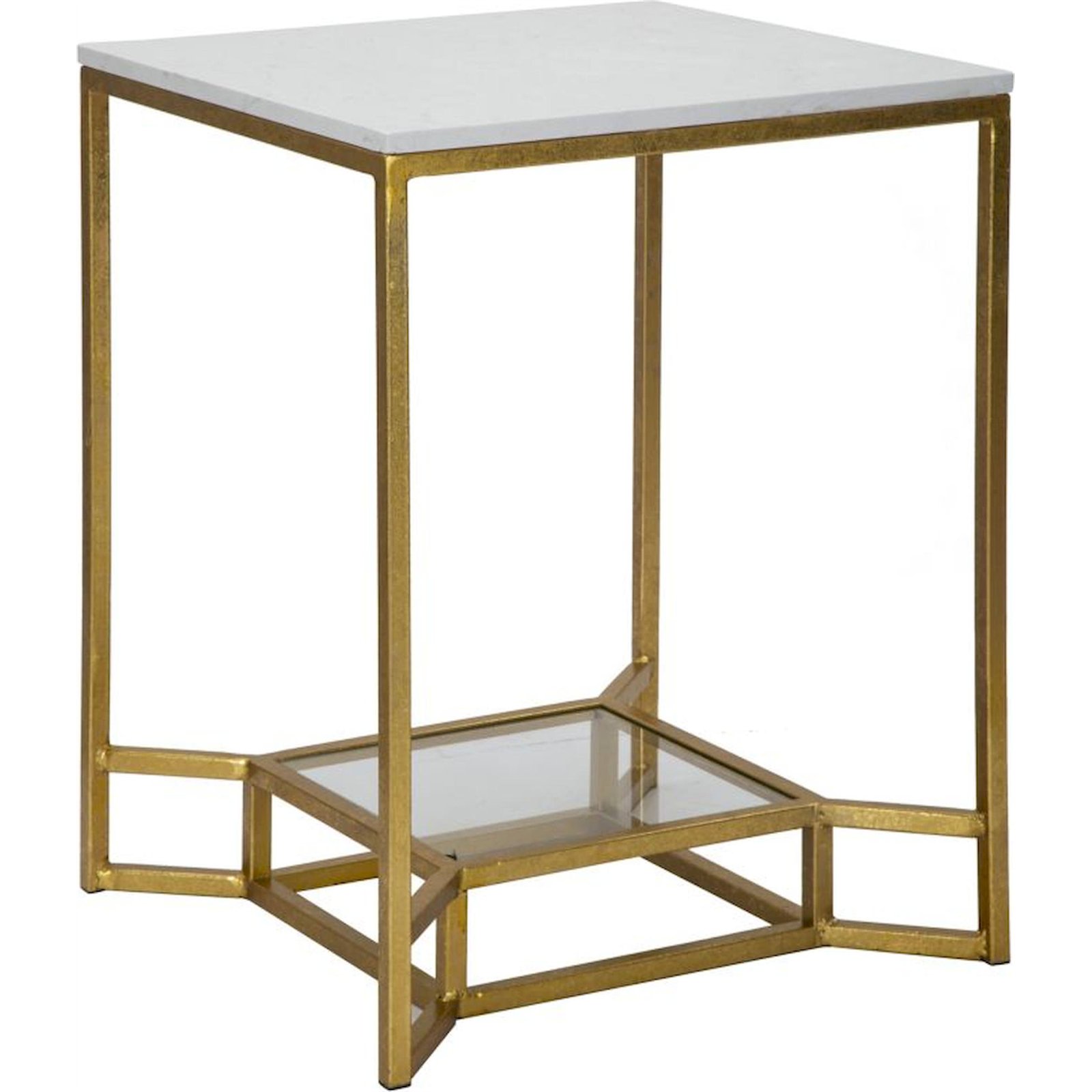 Table d'appoint plateau effet marbre et verre GLAM, RECOLLECTION