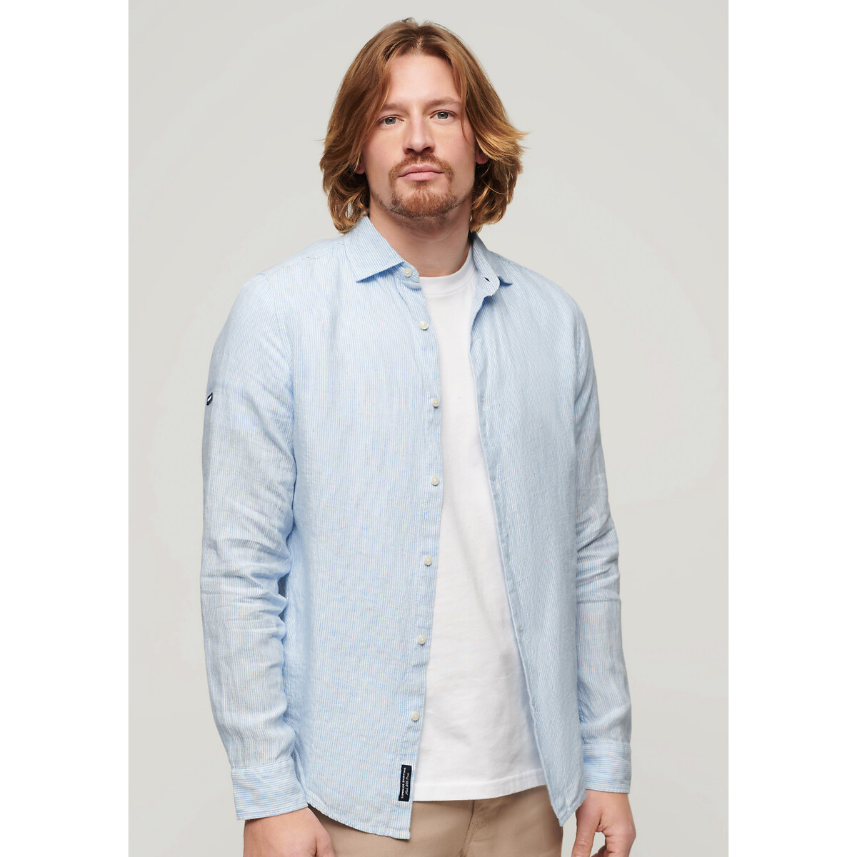 Chemise Homme SUPERDRY En Coton - Manches Longues, Taille M, Bleu, Très Bon État (Occasion)
