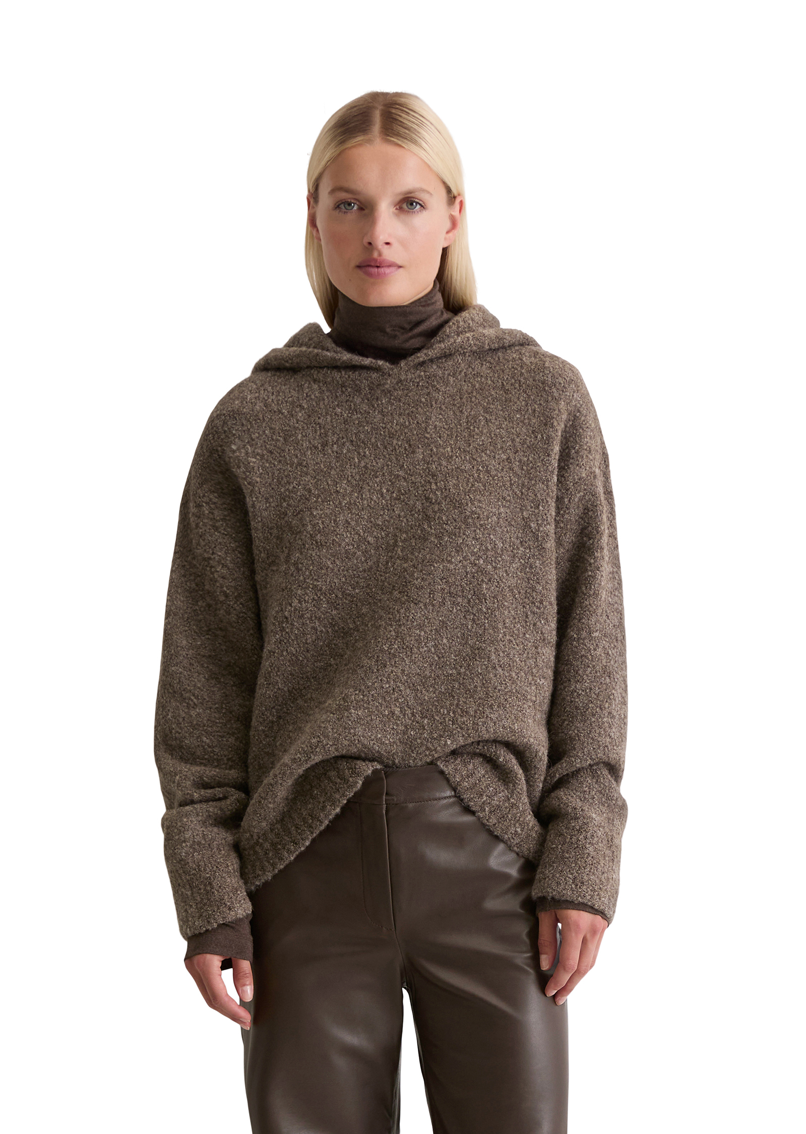 Hoodie en bouclette loose en mélange de laine vierge et de laine d'alpaga, MARC O'POLO