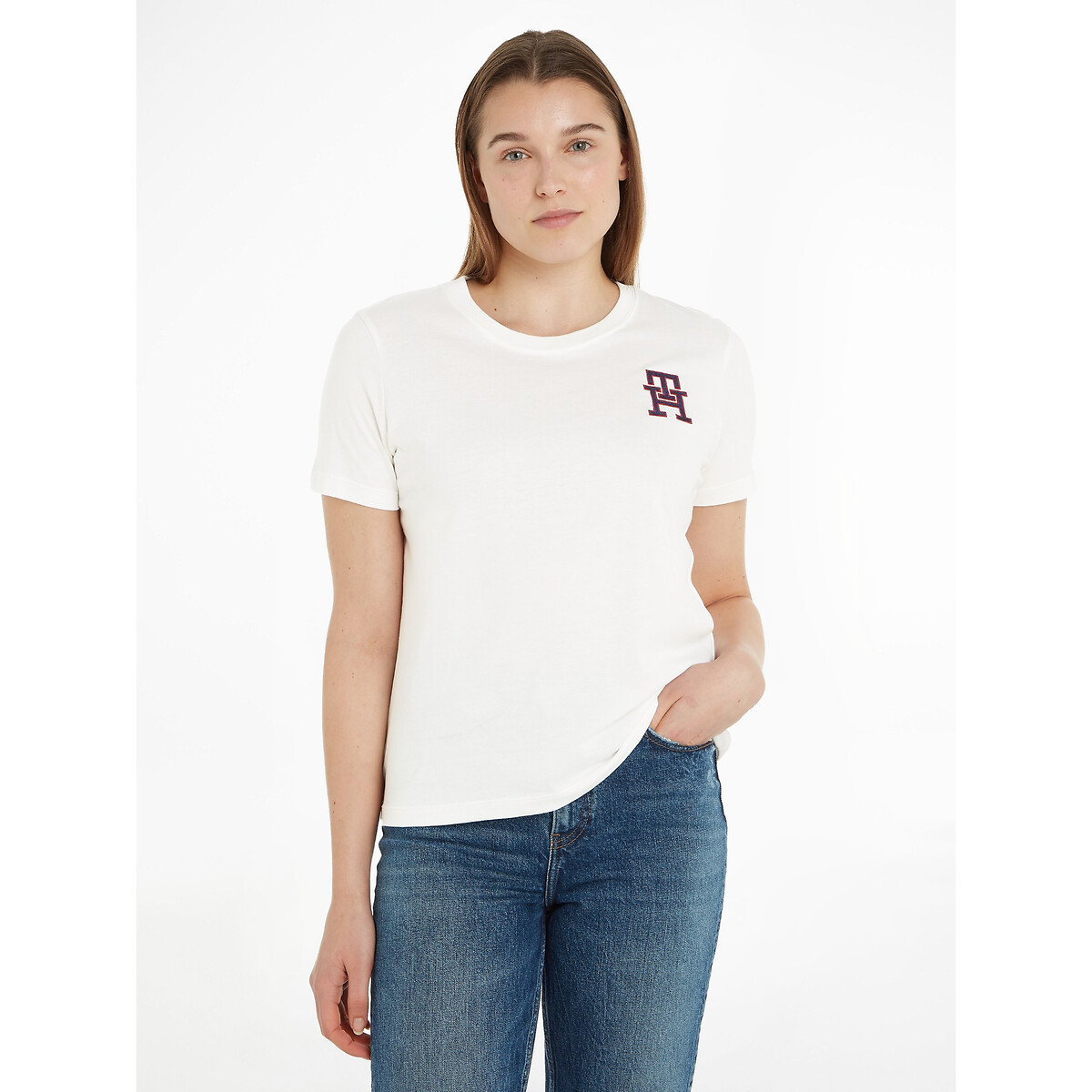 Cotton Logo T-Shirt with Crew Neck and Short Sleeves
