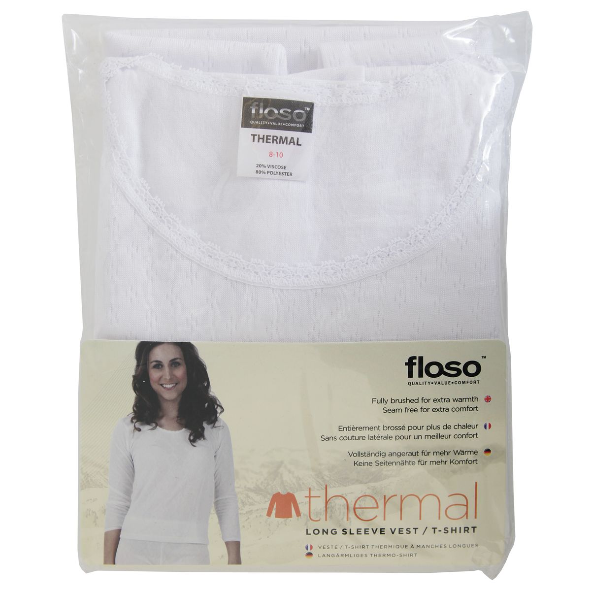 T-Shirt thermique à manches longues en viscose Femme FLOSO 