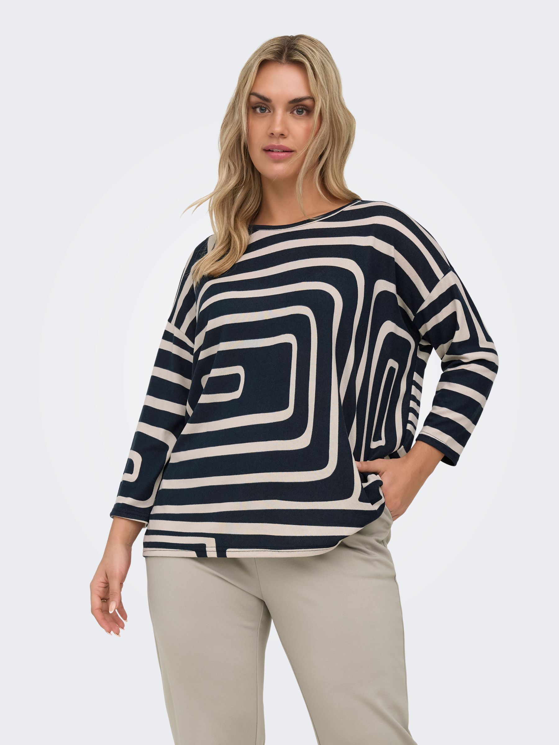 T-shirt manches 3/4 imprimé, ONLY CARMAKOMA