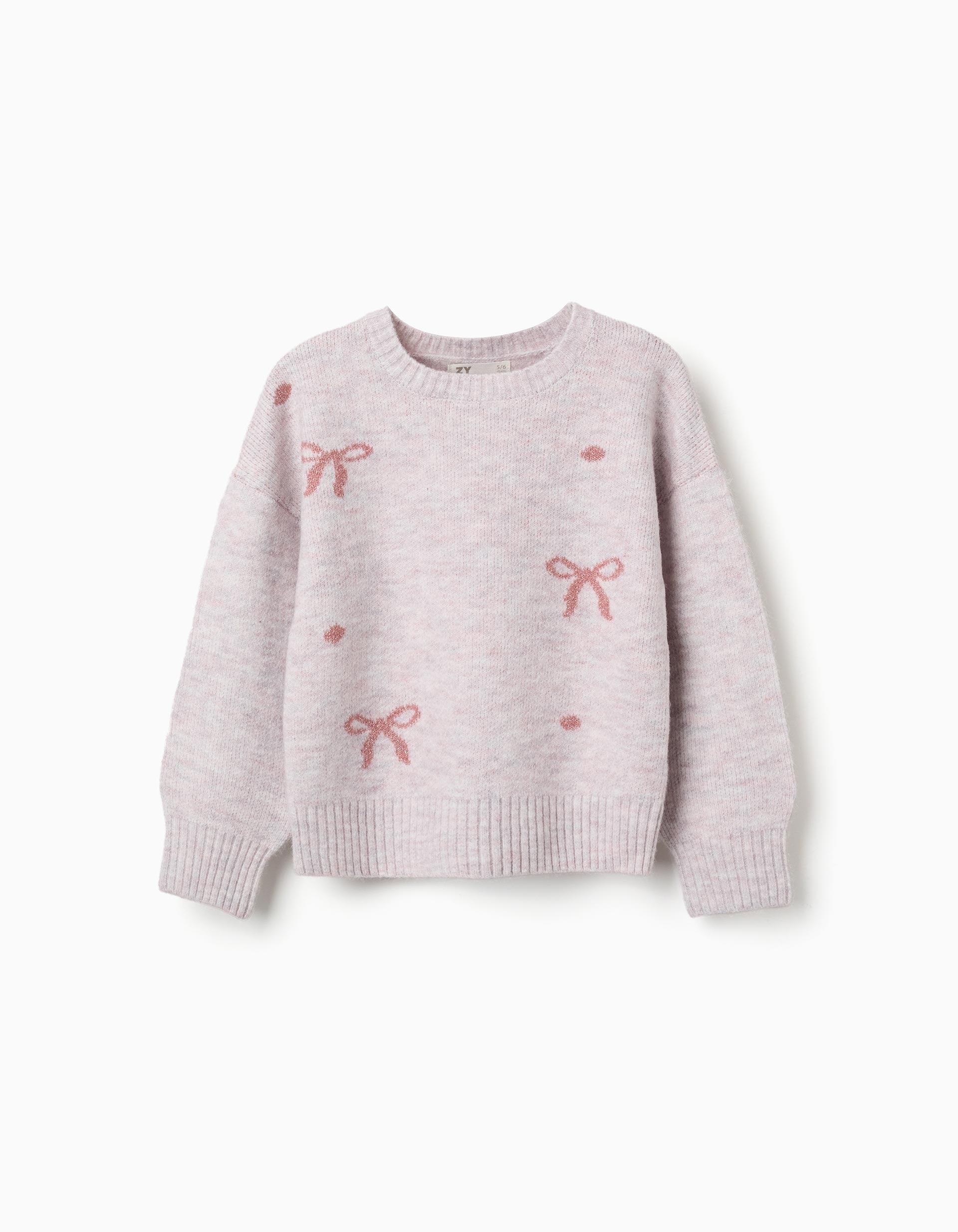 Pull en maille avec nœuds et pois jacquard, ZIPPY