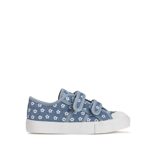 Kids Recycled Canvas Trainers with Touch 'n' Close Fastening, blue, LA REDOUTE COLLECTIONS