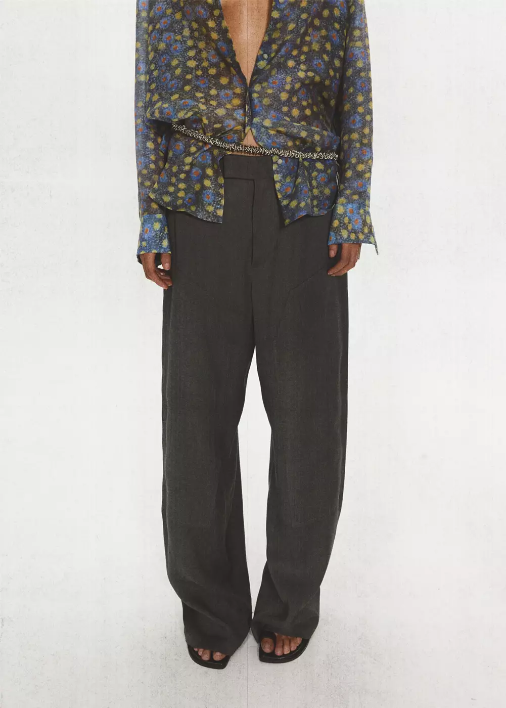 Pantalon de tailleur droit avec détails de surpiqûres, MANGO