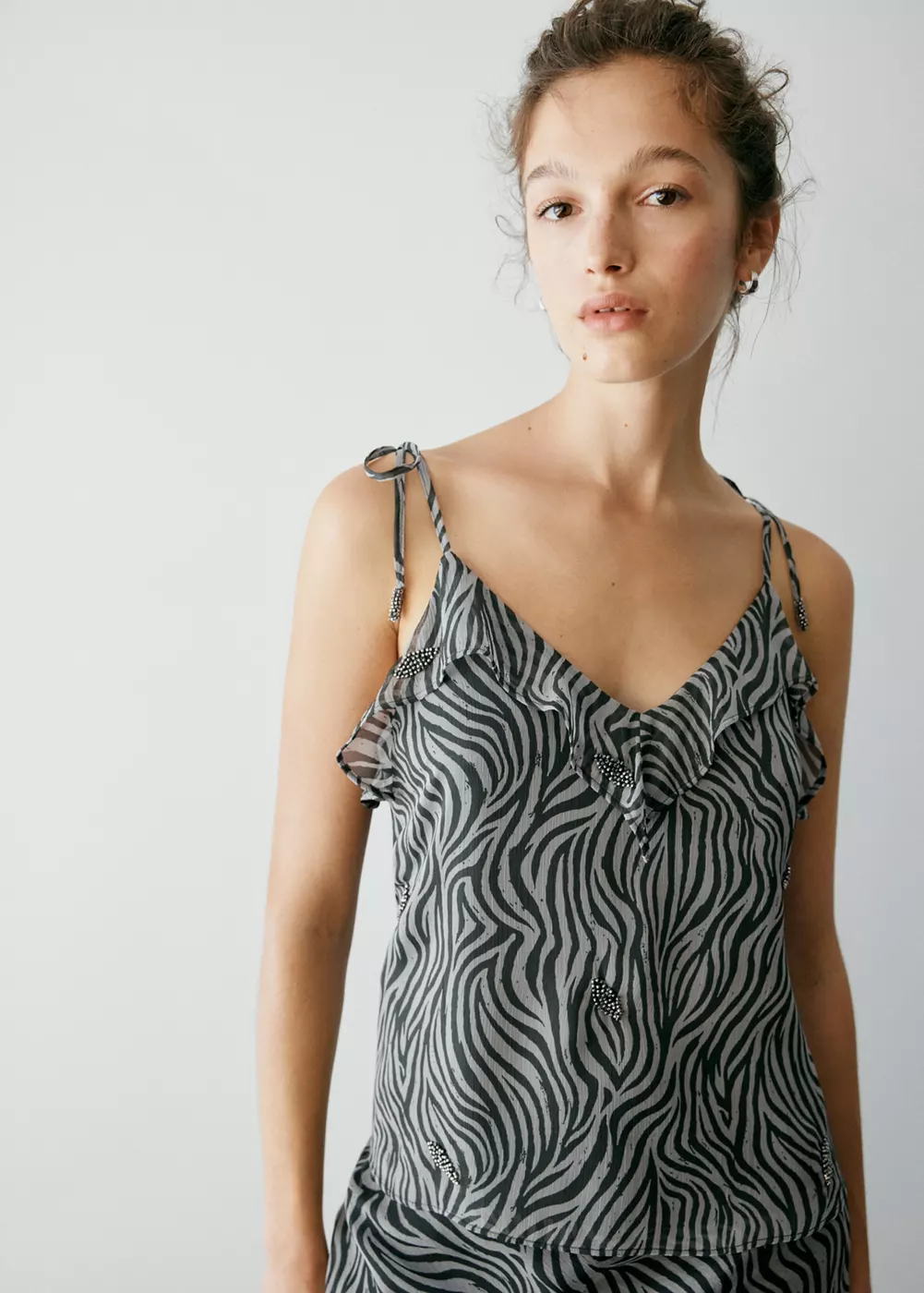 Top imprimé animal avec perles, MANGO TEEN