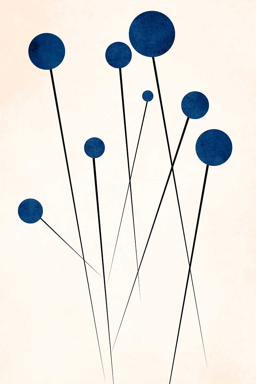 Tableau dessin fleurs de bleuets, HEXOA