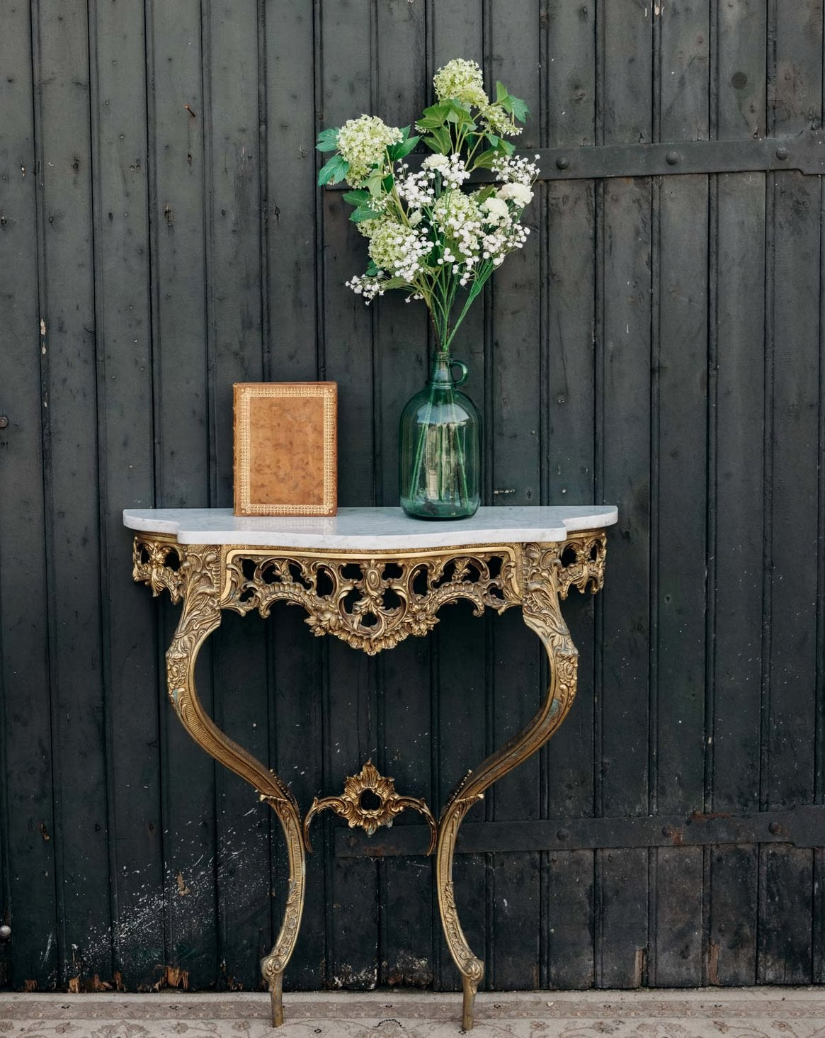 Console en bronze et marbre blanc Hanna N°1295 - Bon état, DEBONGOUT