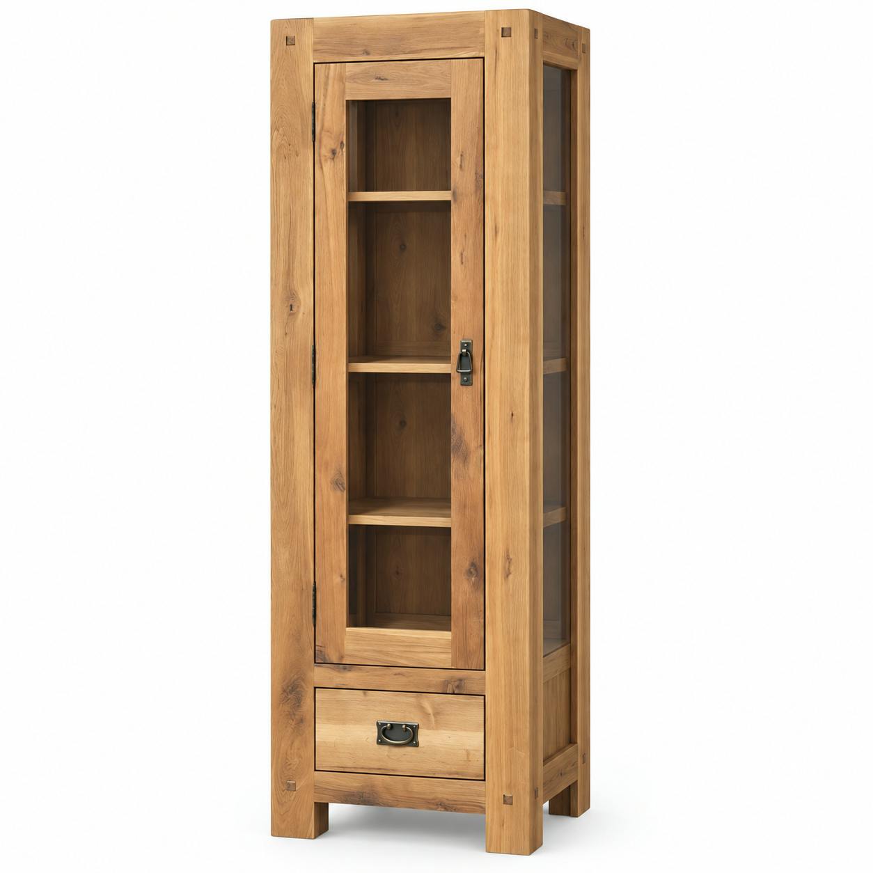 Vaisselier vitrine style chalet en bois de chêne massif 1 porte 1 tiroir 59x180cm FJORD, PIER IMPORT