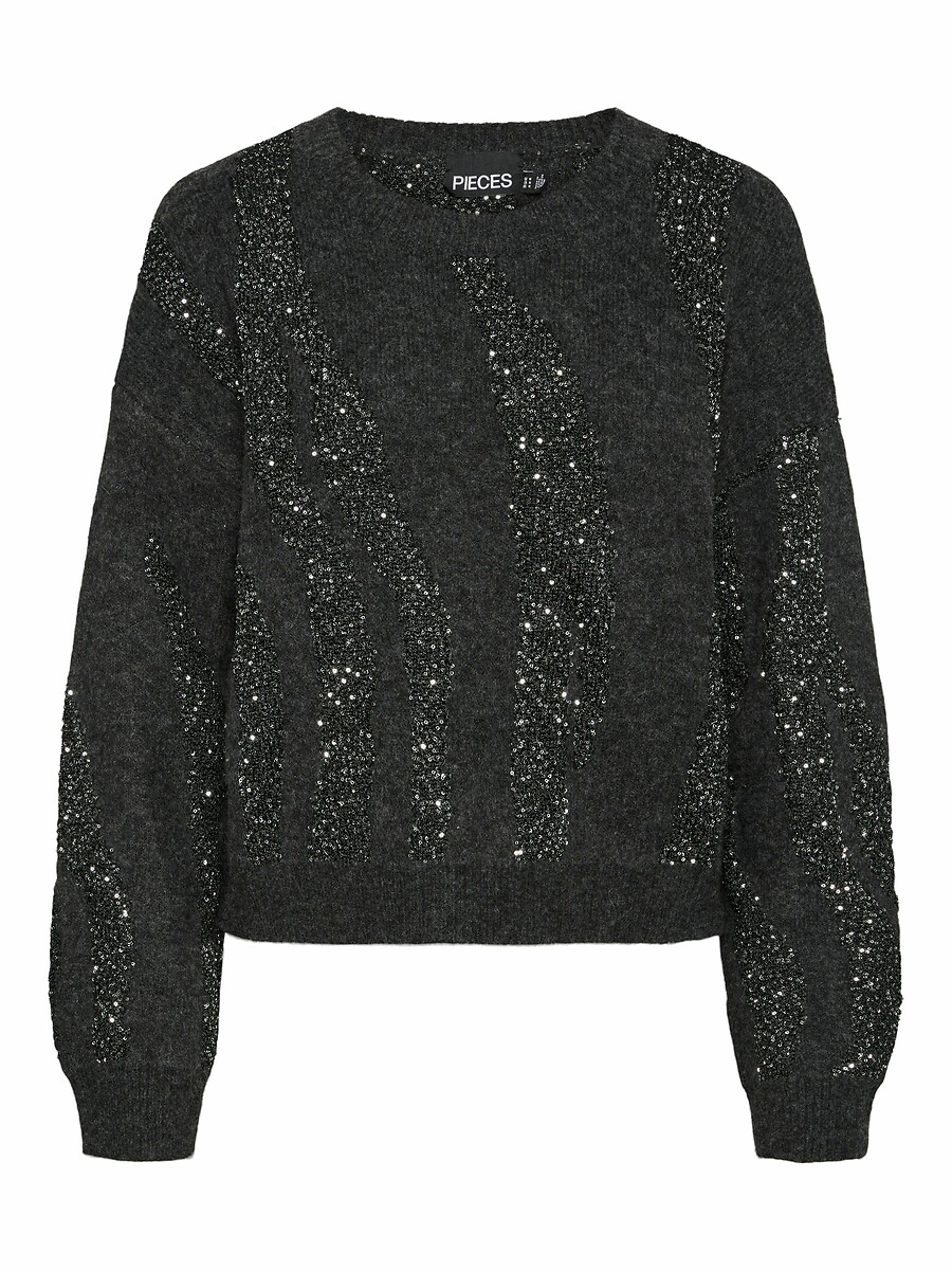 Crew Neck Jumper with Sequins and Long Sleeves, PIECES