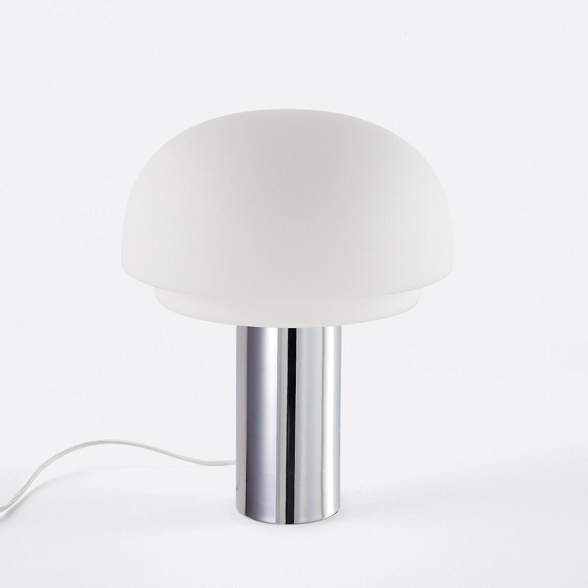 Lampe en verre opalin et métal fer chromé, hauteur 43,1 cm, AGATHILDA, LA REDOUTE INTERIEURS