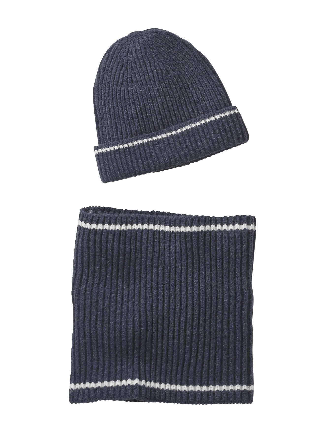 Lot bonnet et snood en maille côtelée, VERTBAUDET