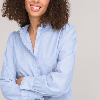 Ruffled High Neck Blouse with Long Sleeves LA REDOUTE COLLECTIONS