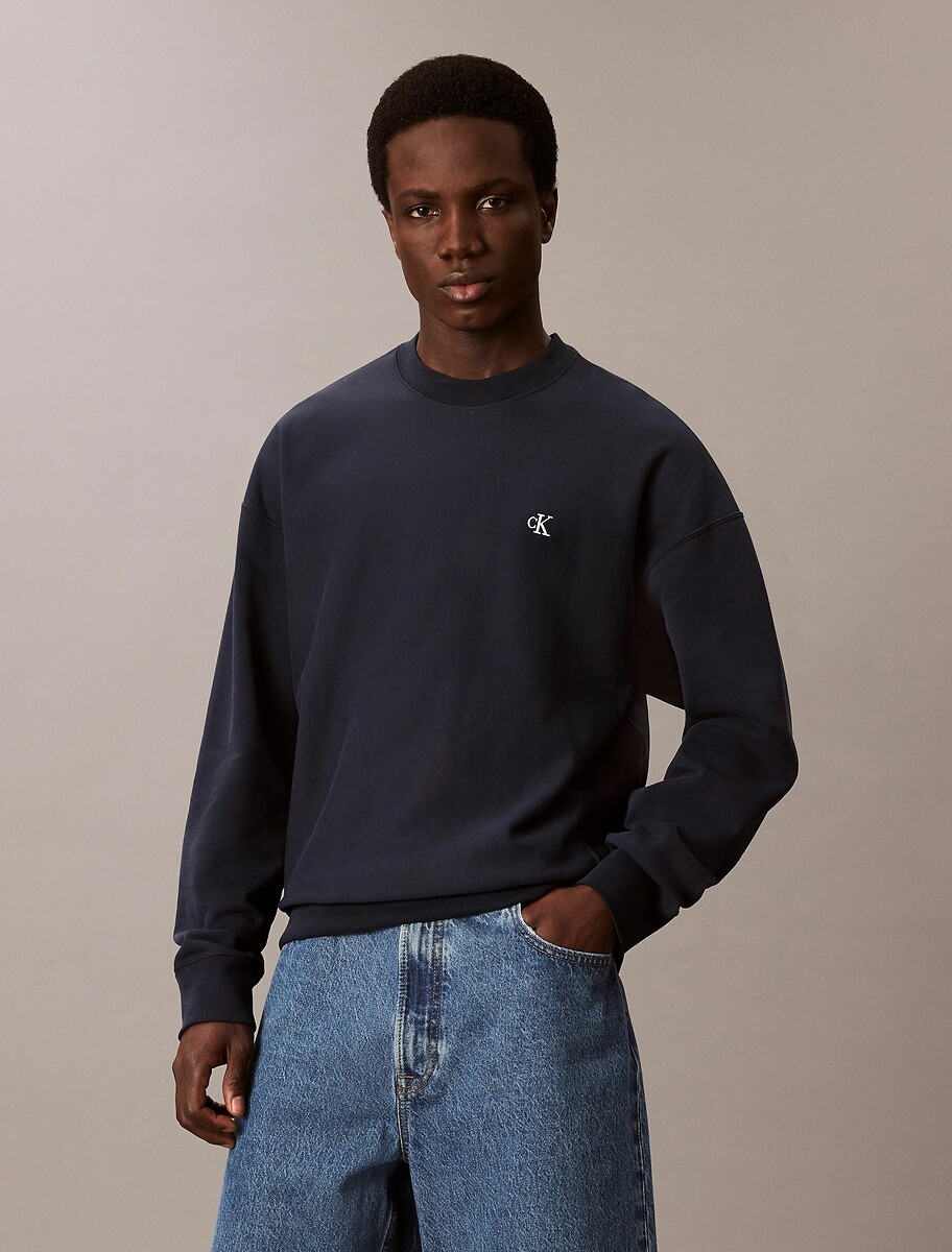 Sweat fermé col rond, CALVIN KLEIN
