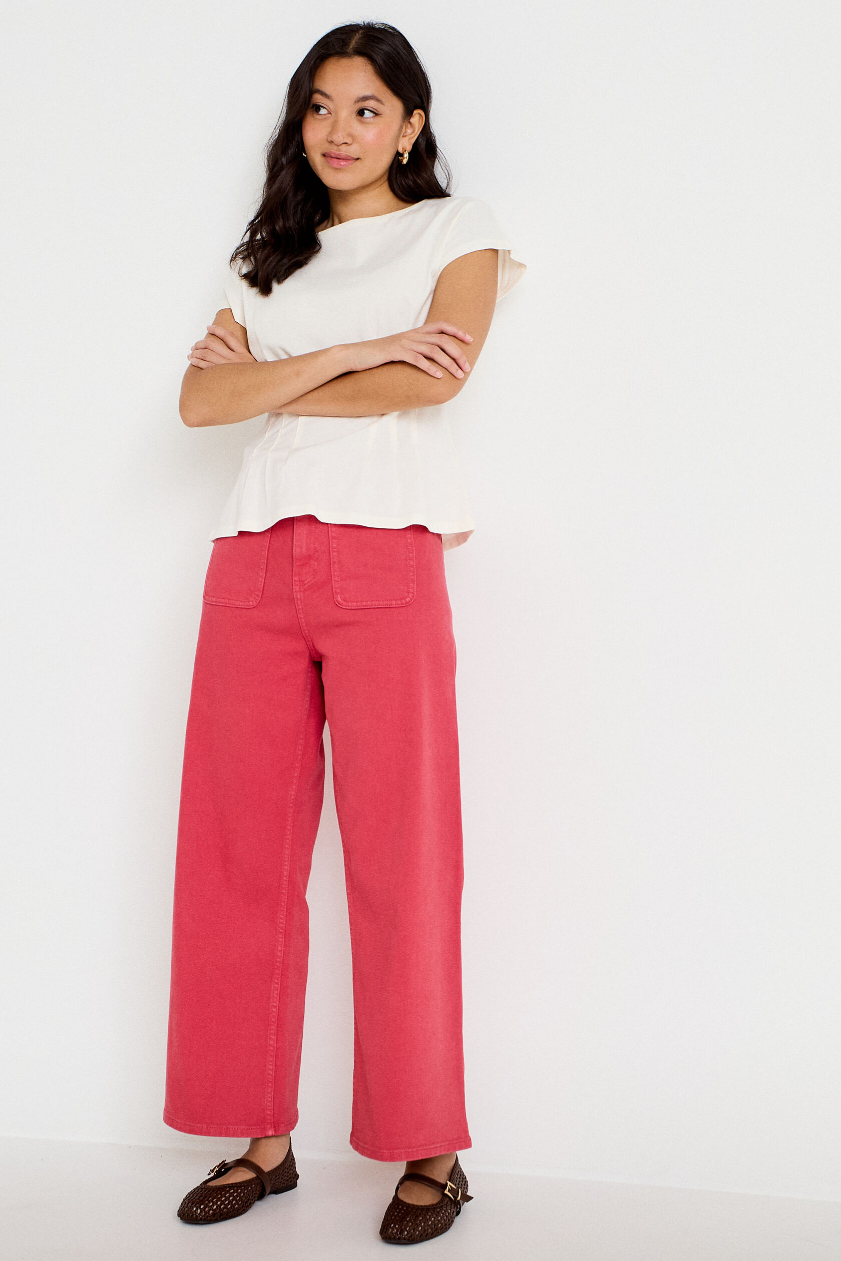 Jean wide leg cropped taille haute, CACHE CACHE