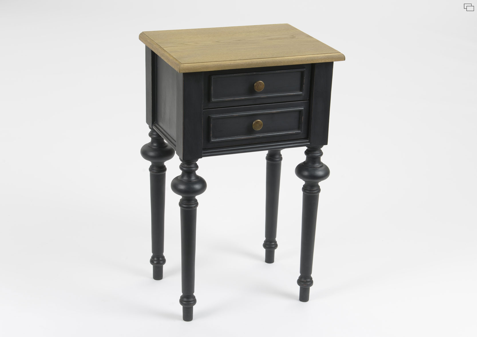 Table de chevet 2 tiroirs en bois massif L40 cm New Légende, AMADEUS