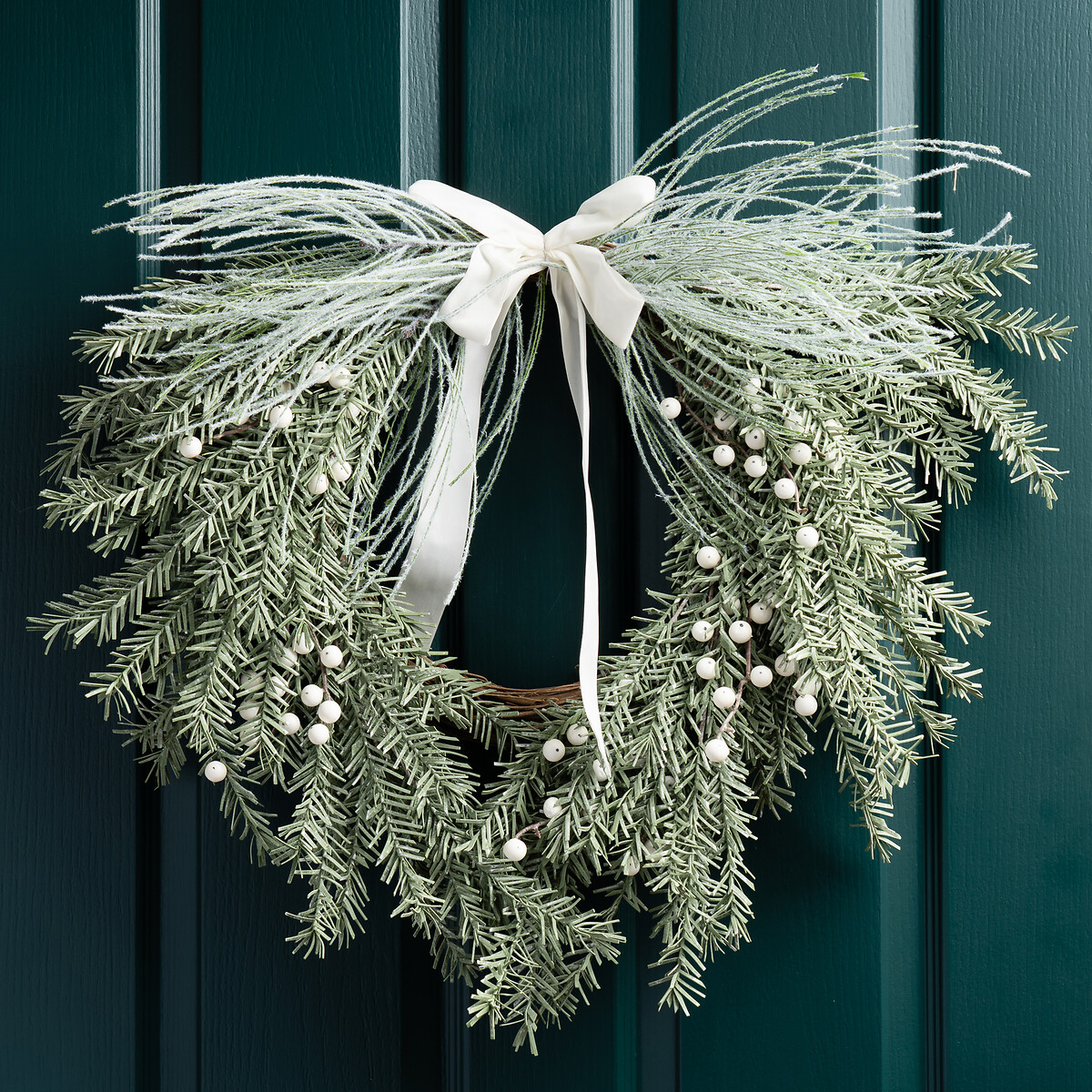 60cm Wreath with White Velvet Bow, SO'HOME