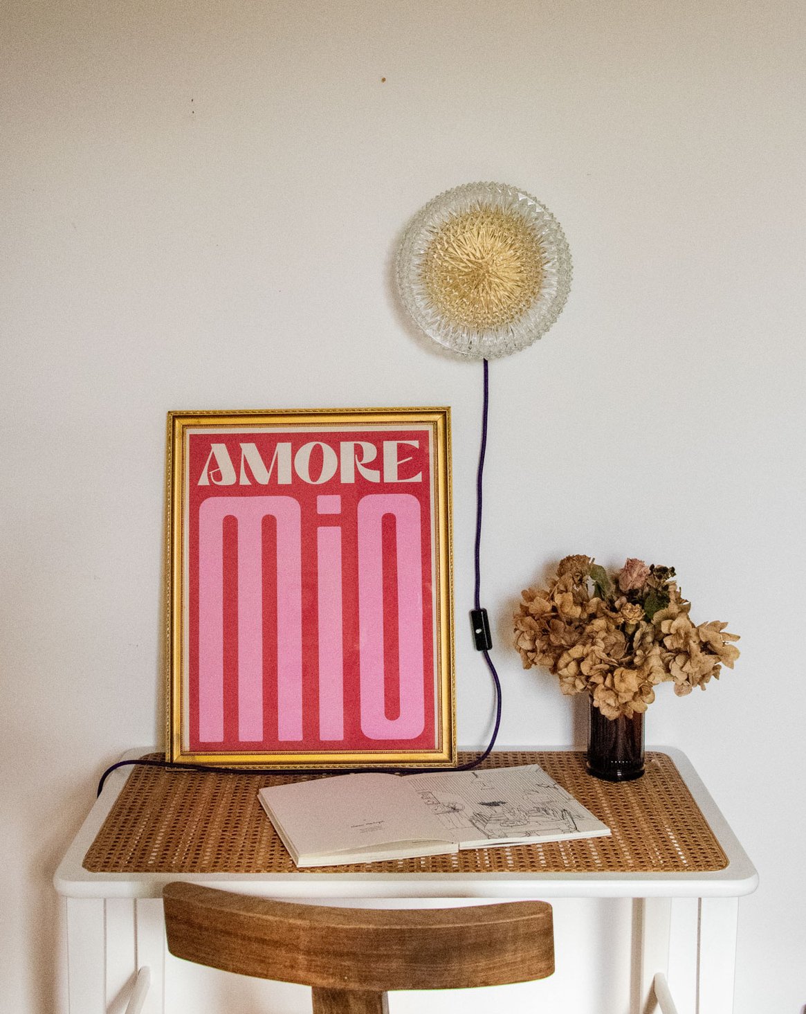 Applique ronde texturée en verre Suzette N°161 - Bon état, DEBONGOUT