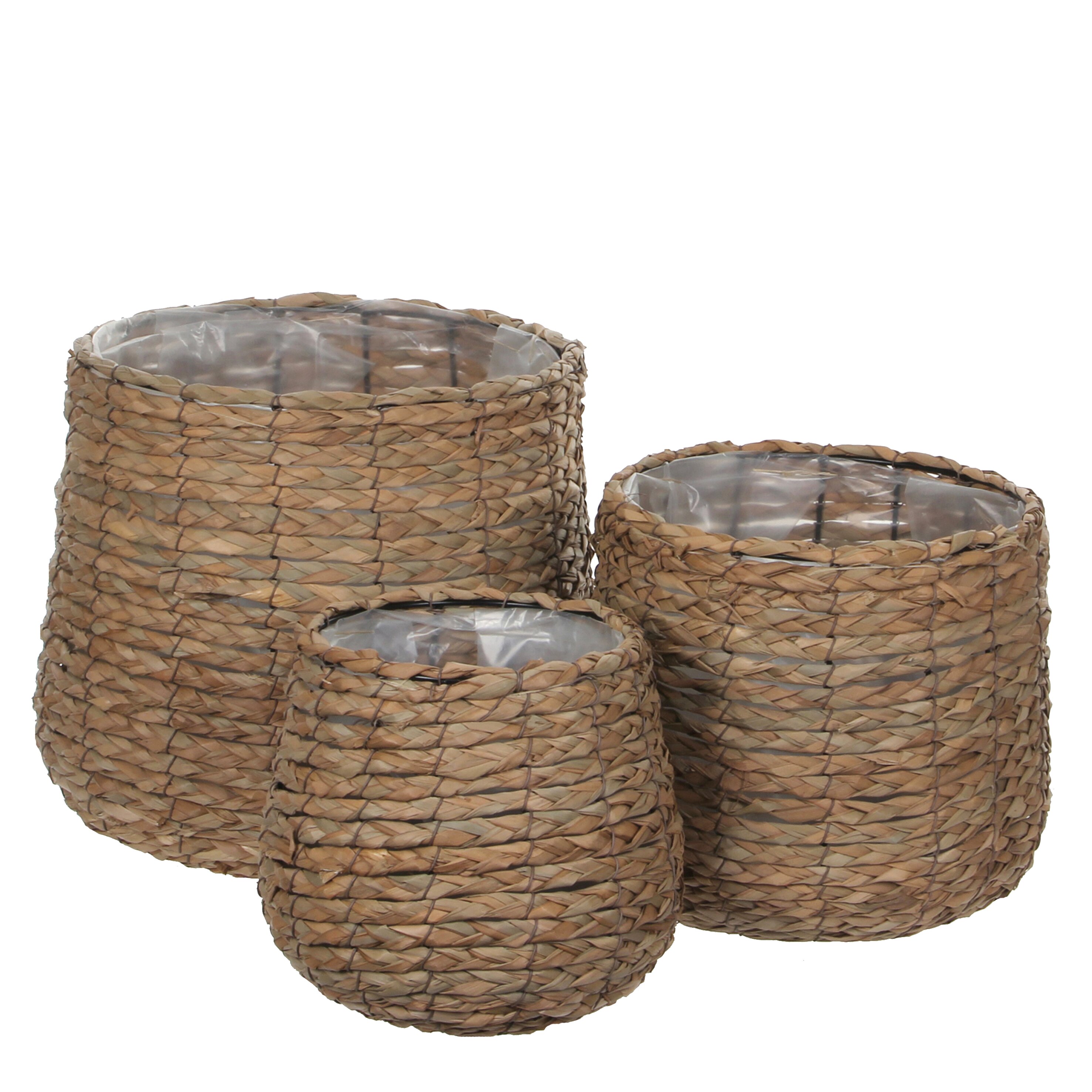 Ensemble de 3 paniers à plantes en jonc de mer tressé Ø30 cm AVALON, MICA DECORATIONS