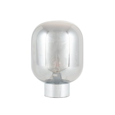 Smoked Glass Oval Orb and Chrome Table Lamp SO'HOME