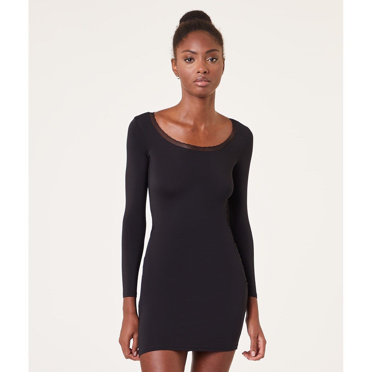 Fond de robe manches longues maille thermique warm me up noir Etam