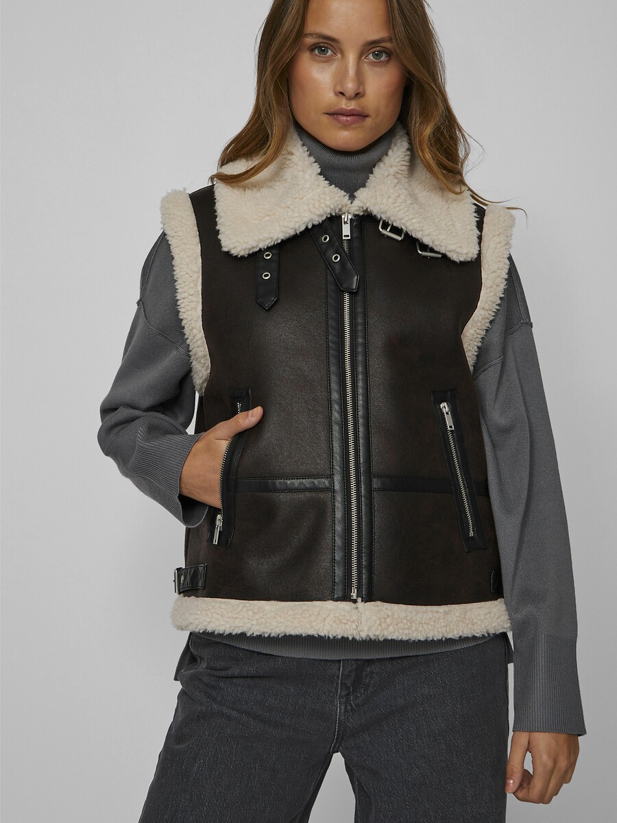 Blouson en simili, sans manches, VILA