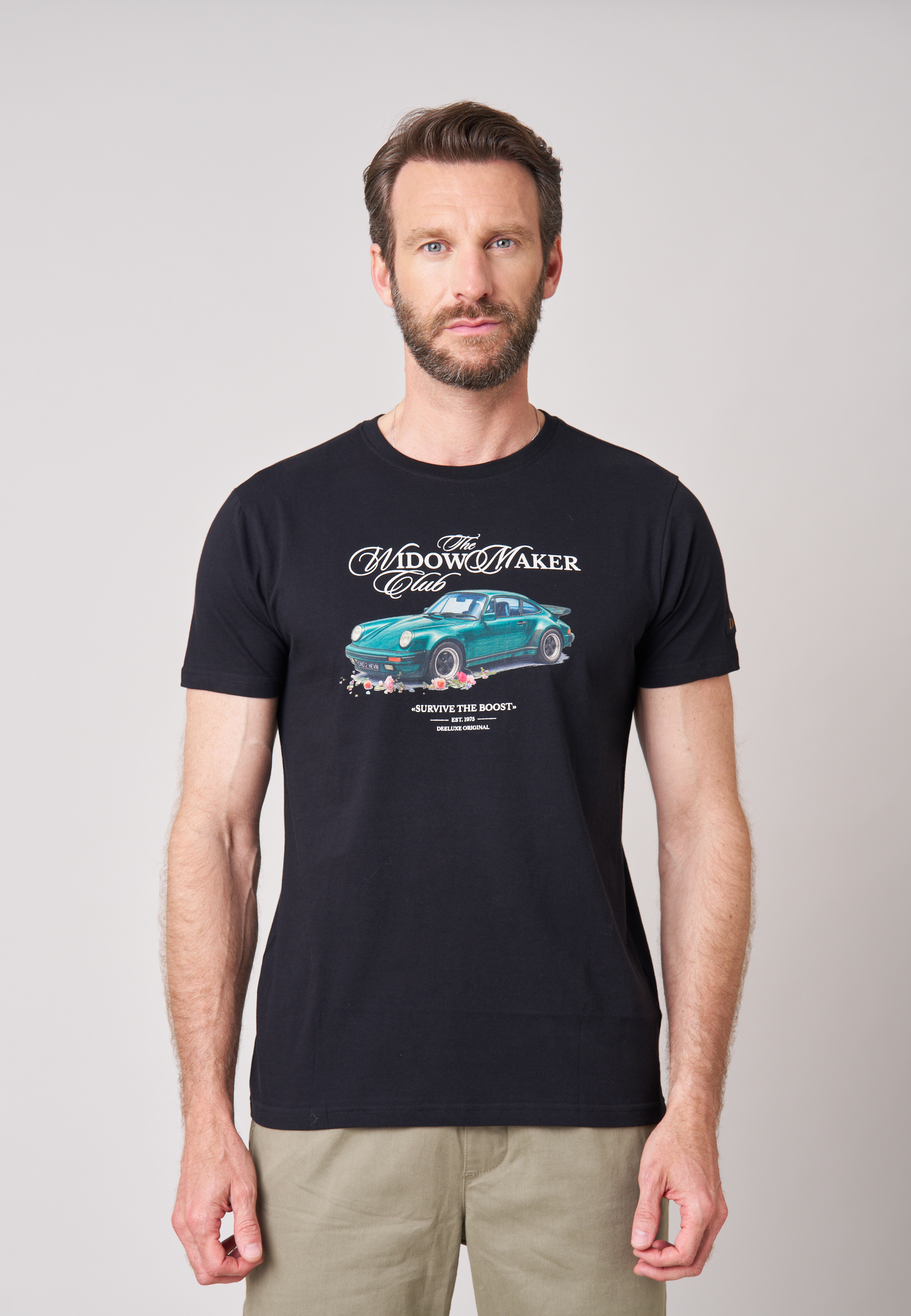 T-shirt regular homme en 100% coton imprimé voiture vintage GREENCAR, DEELUXE
