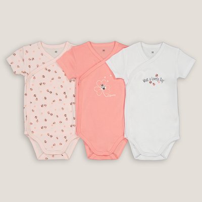 Pack of 3 Newborn Bodysuits in Cotton with Short Sleeves LA REDOUTE COLLECTIONS