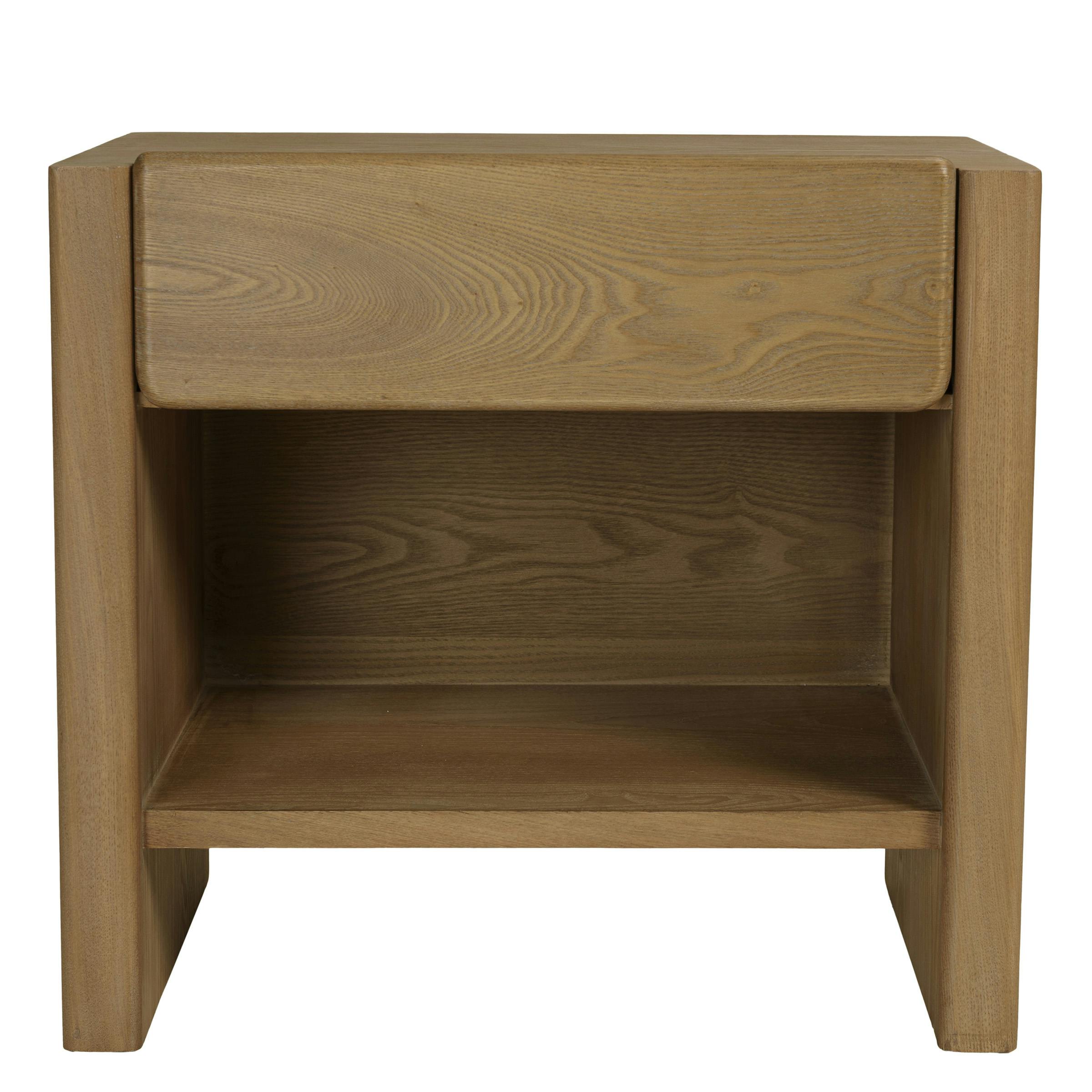 Chevet couleur naturelle 1 tiroir design arrondi VELAR, PIER IMPORT