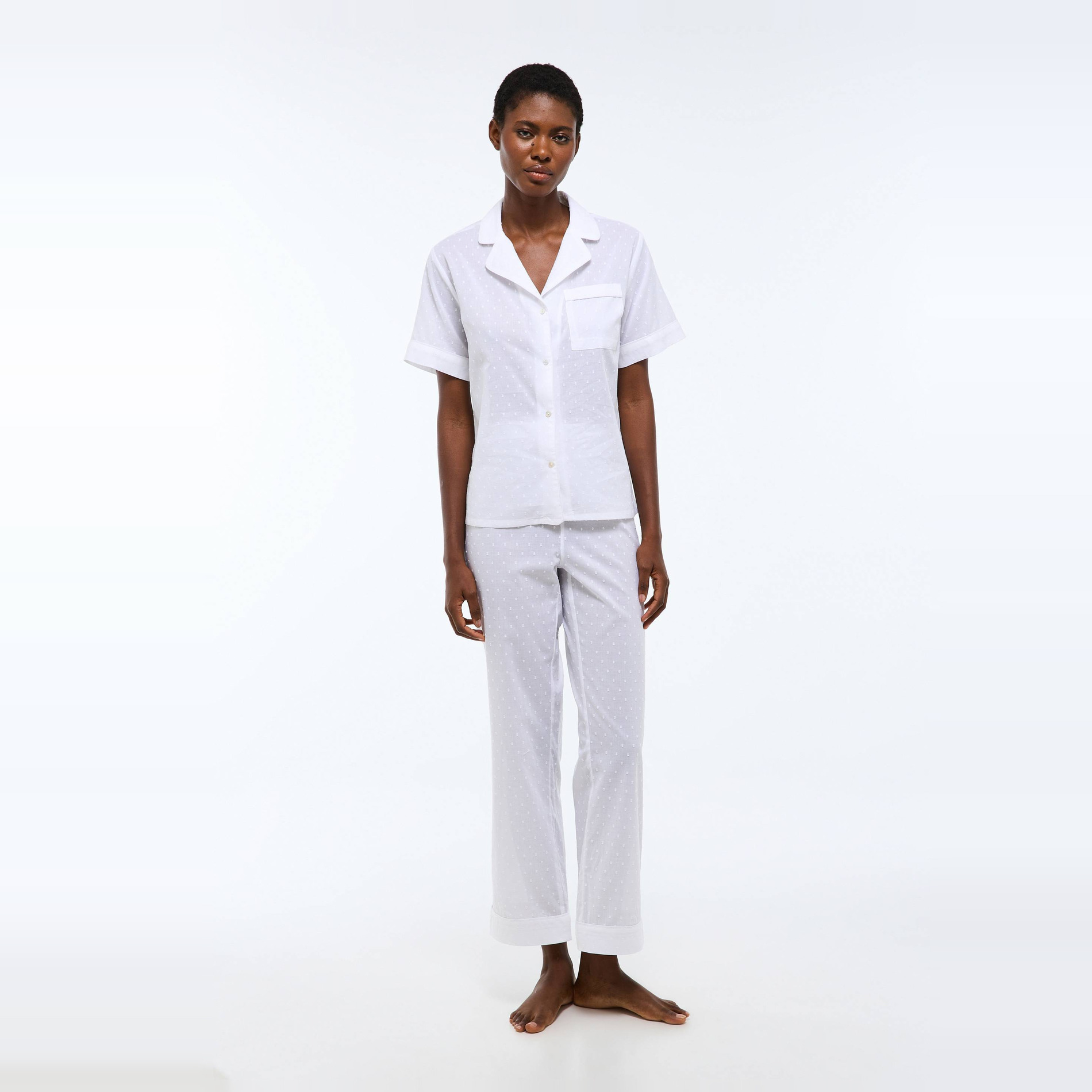 Pyjashort uni en plumetis de coton bio GOTS, MONOPRIX