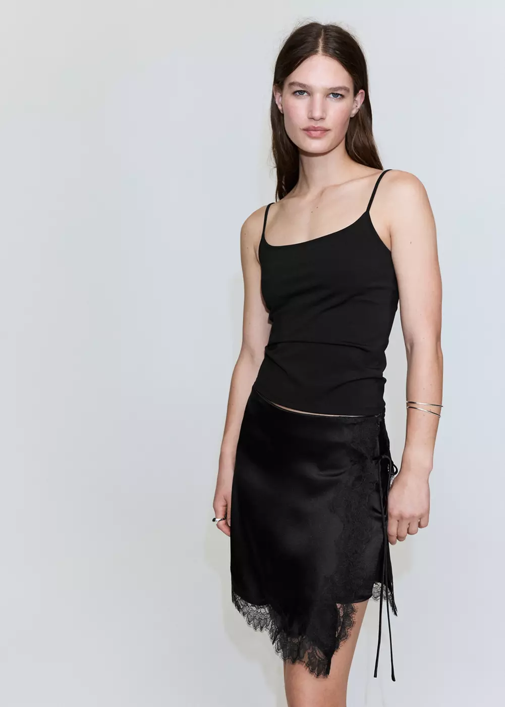 Jupe lingerie en dentelle, MANGO
