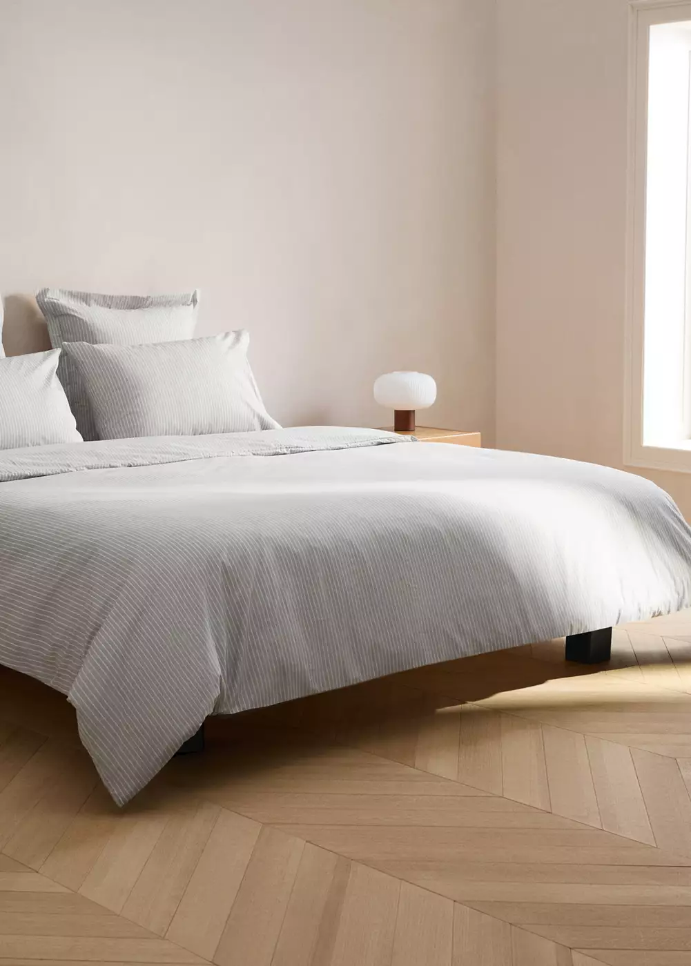 Housse de couette percale de coton rayures lit 180/200 cm, MANGO HOME
