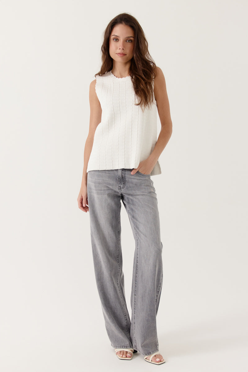 Top sans manches en maille texturée avec motif Caleandra, ARTLOVE