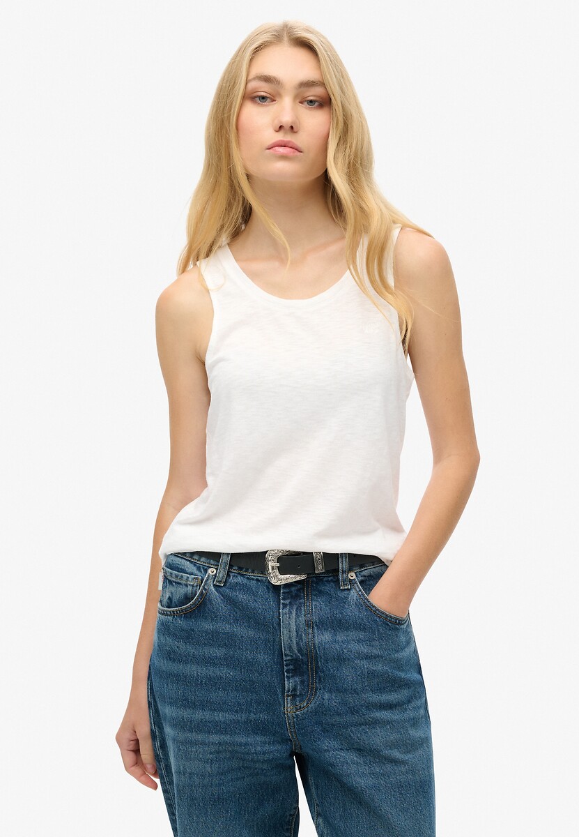 Débardeur décolleté rond, logo brodé, SUPERDRY