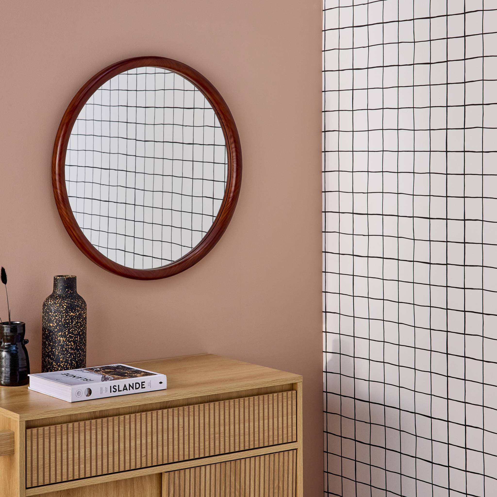 Miroir rond bois de pin Ø60cm GEORGIA, SWEEEK