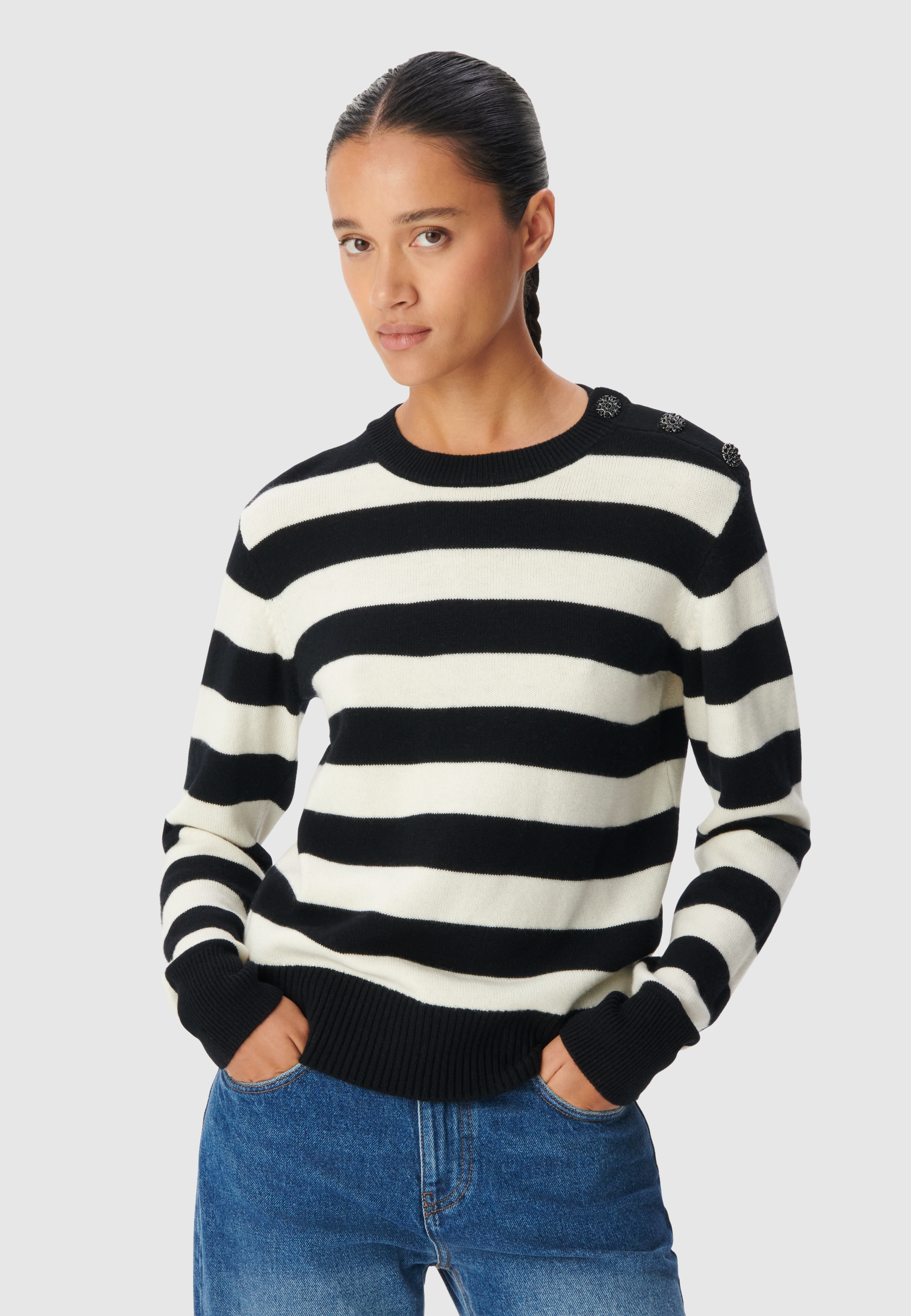 Pull tricot laine motif rayures, IKKS