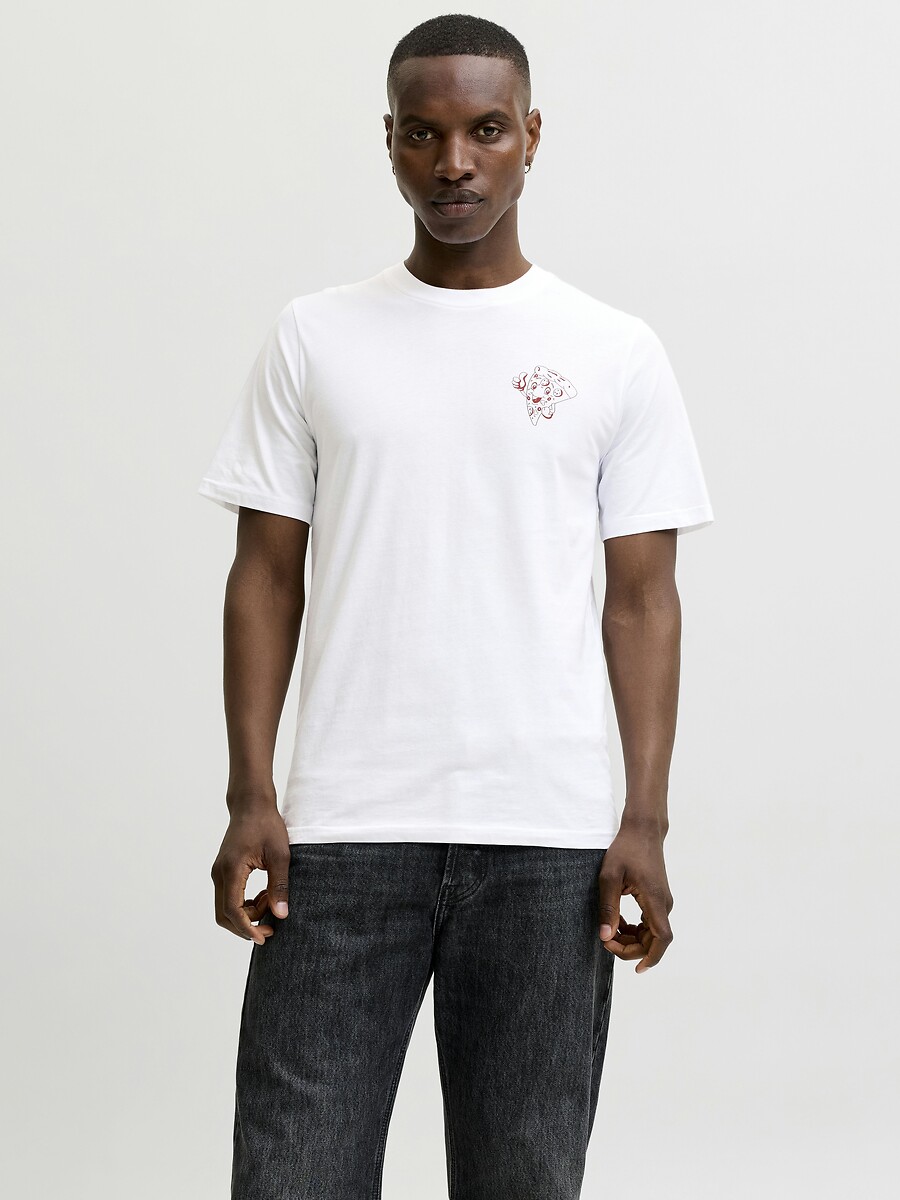 T-shirt met grafische print achteraan, BREWY, JACK & JONES