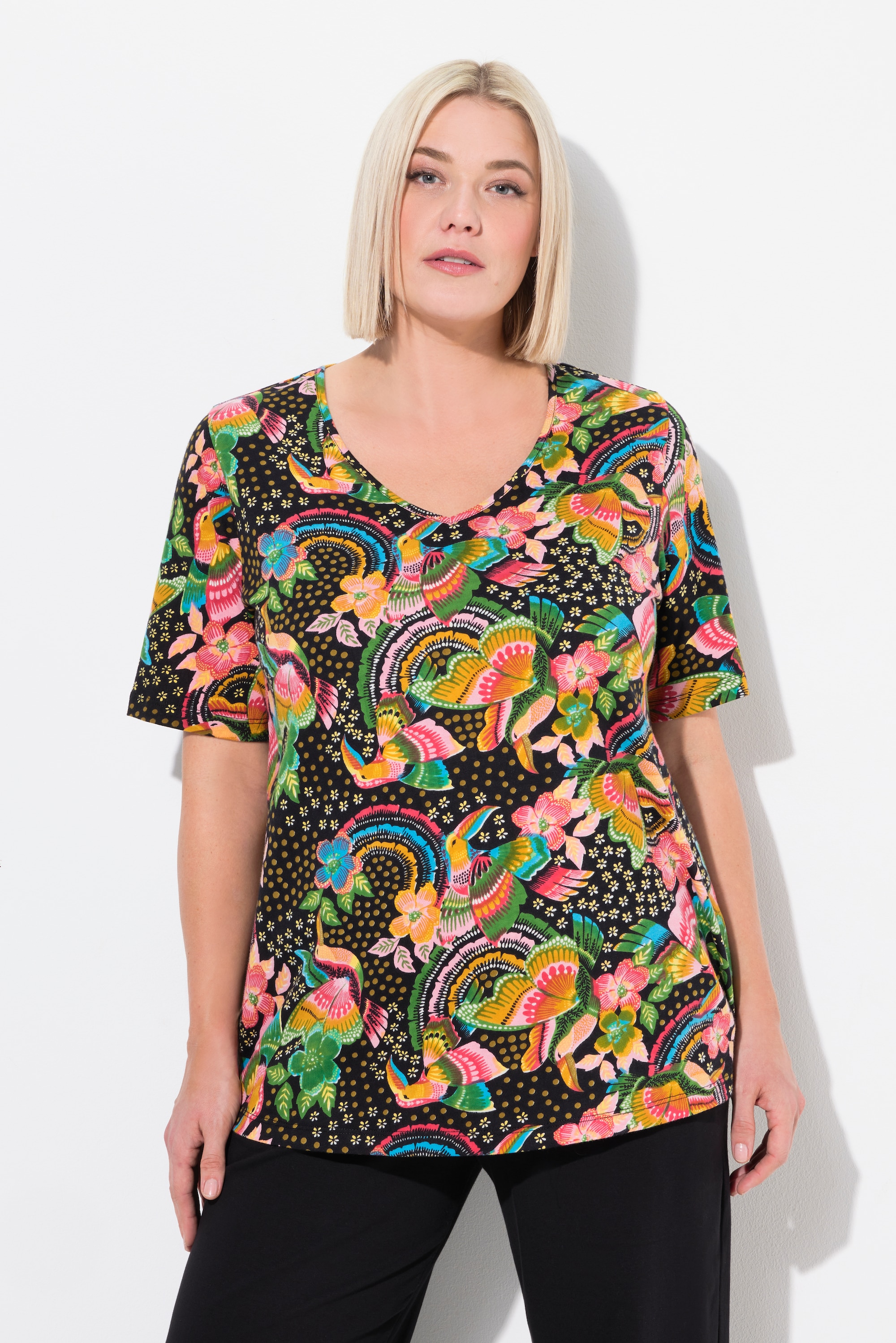 T-shirt long à fleurs, ULLA POPKEN