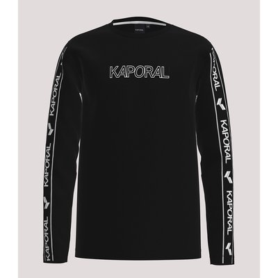 Logo Print Cotton T-Shirt with Long Sleeves KAPORAL